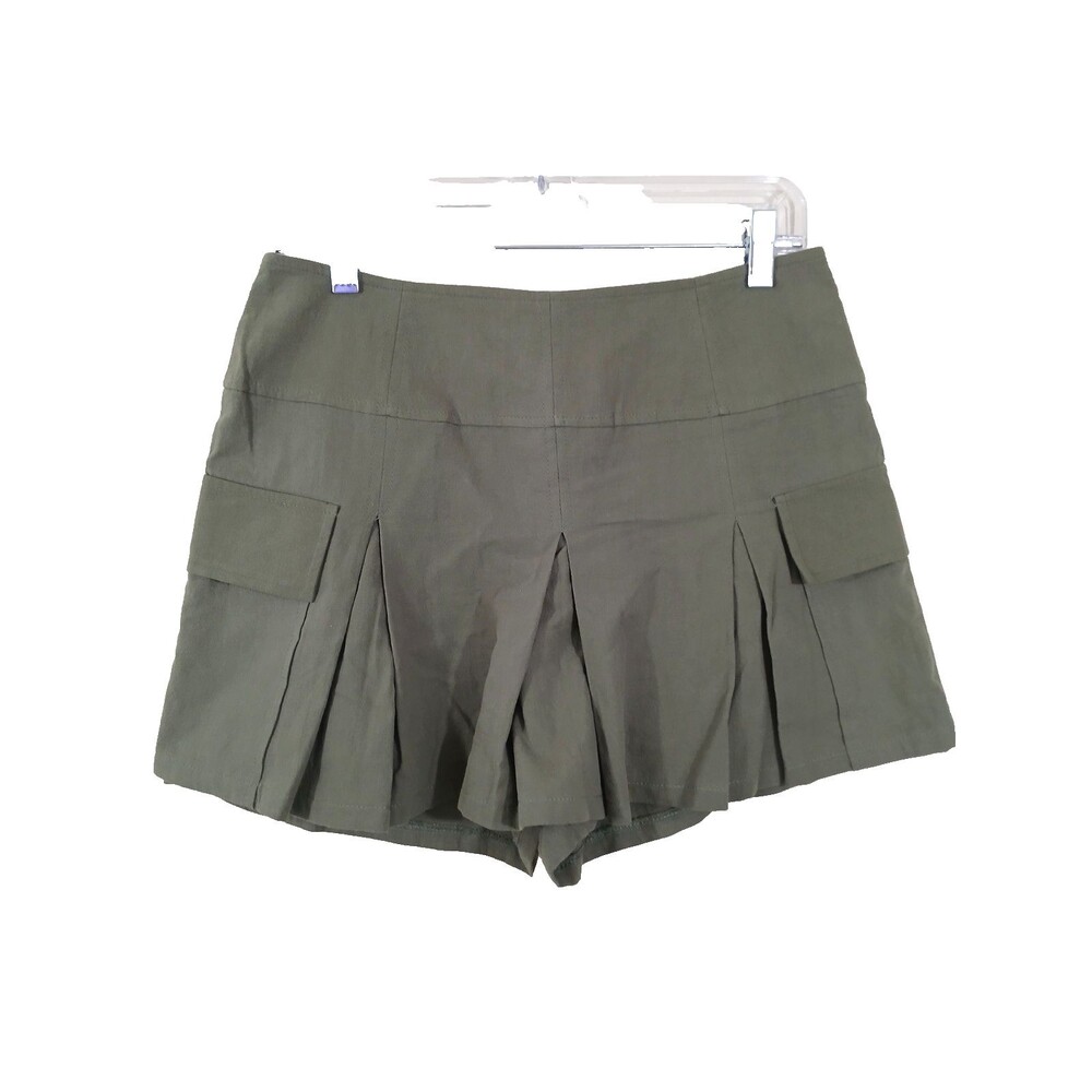 Kirious Los Angeles Cargo Pleated Skort Size Medium Green 100% Cotton